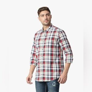 Pepe Jeans Men's Cotton Regular Fit Shirt Casual Plaid Long Sleeve Button Down L